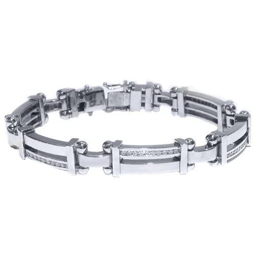 Bracciale Uomo 3 Carati Con Vero Diamanti Bellissimi Gioielli In Oro Bianco