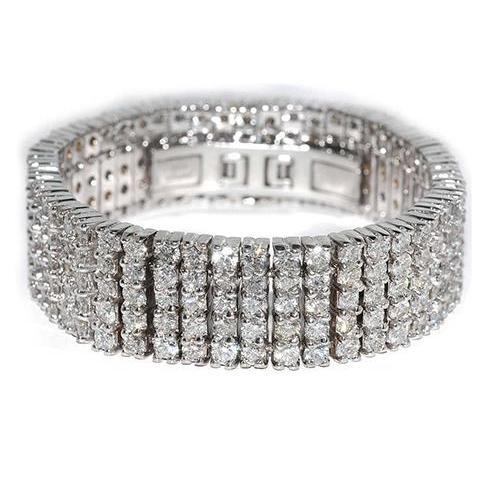 Bracciale Uomo In Oro Bianco Con Vero Diamanti Taglio Rotondo 40 Carati 14K