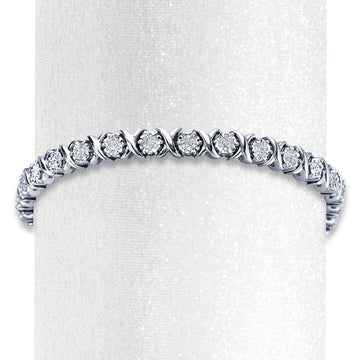 Bracciale Vero Diamante Bianco Rotondo Oro Bianco 14K 3 Carati