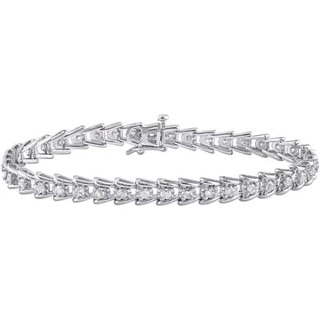 Bracciale WG 14K Taglio rotondo Prong Set 4 Carati Vero Diamanti Scintillanti