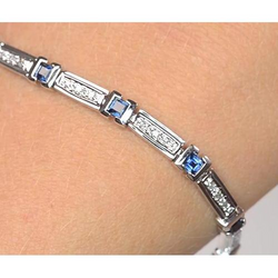 Bracciale Donna Con Diamante Ceylon Zaffiro Blu Gioielli