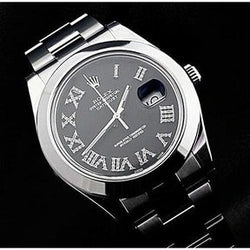 Bracciale Rolex Datejust Ii orologio da uomo con quadrante nero personalizzato con diamanti