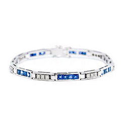 Bracciale Tennis Con Rotondo Diamanti E Zaffiri Principessa
