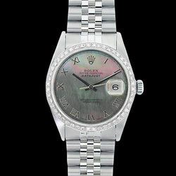 Bracciale acciaio inossidabile giubileo Rolex Lunetta con diamanti Quadrante romano grigio IMPOSTAZIONE RAPIDA