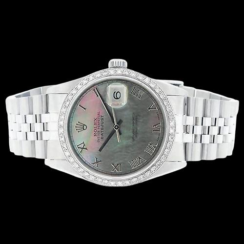 Bracciale acciaio inossidabile giubileo Rolex Lunetta con diamanti Quadrante romano grigio IMPOSTAZIONE RAPIDA