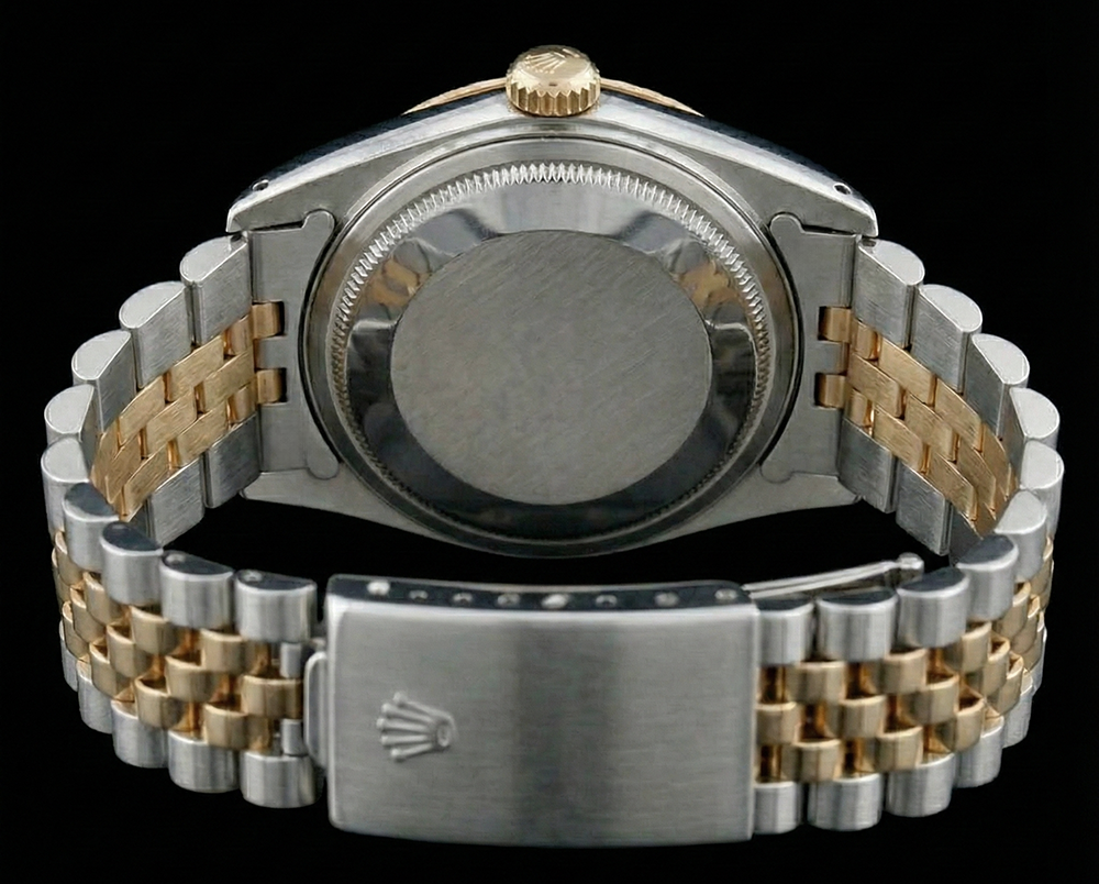Bracciale giubileo bicolore Rolex Datejust Orologio con quadrante nero scanalato