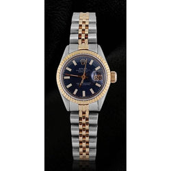 Bracciale giubileo bicolore Rolex Datejust Orologio con quadrante nero scanalato