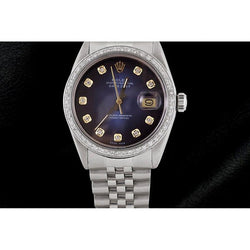 Bracciale giubileo con quadrante blu e diamanti Orologio Rolex Datejust in acciaio inossidabile con regolazione rapida