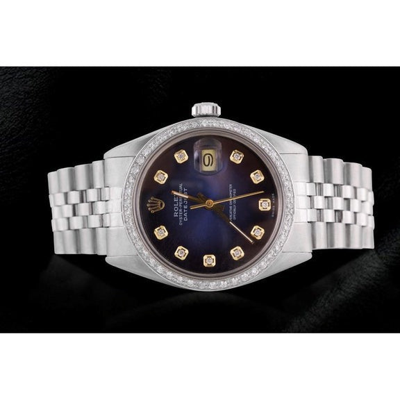 Bracciale giubileo con quadrante blu e diamanti Orologio Rolex Datejust 