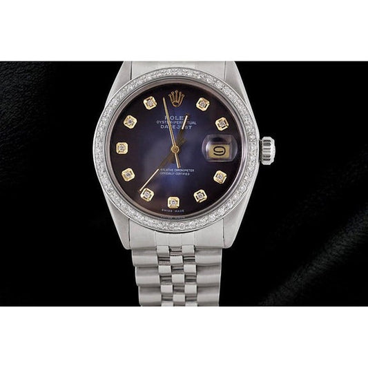 Bracciale giubileo con quadrante blu e diamanti Orologio Rolex Datejust in acciaio inossidabile 
