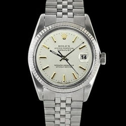 Bracciale giubileo in acciaio inossidabile Datejust Rolex Lunetta scanalata Quadrante a bastoncino bianco