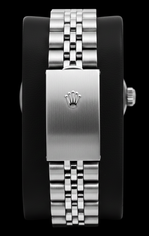 Bracciale giubileo in acciaio inossidabile Quadrante a bastoncino nero Lunetta con diamanti Orologio Rolex