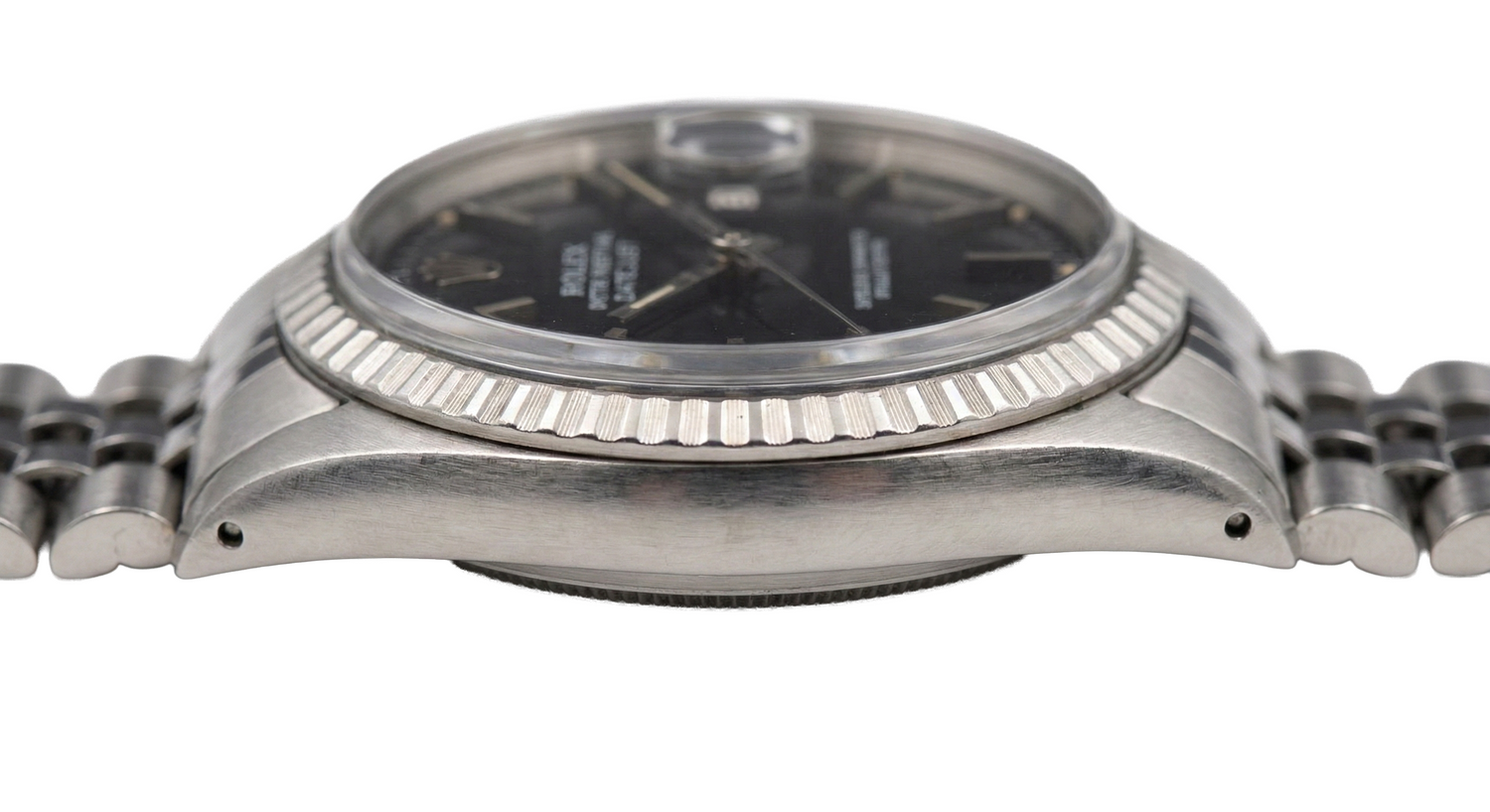 Bracciale giubileo in acciaio inossidabile Quadrante a bastoncino nero Orologio da donna Rolex Datejust