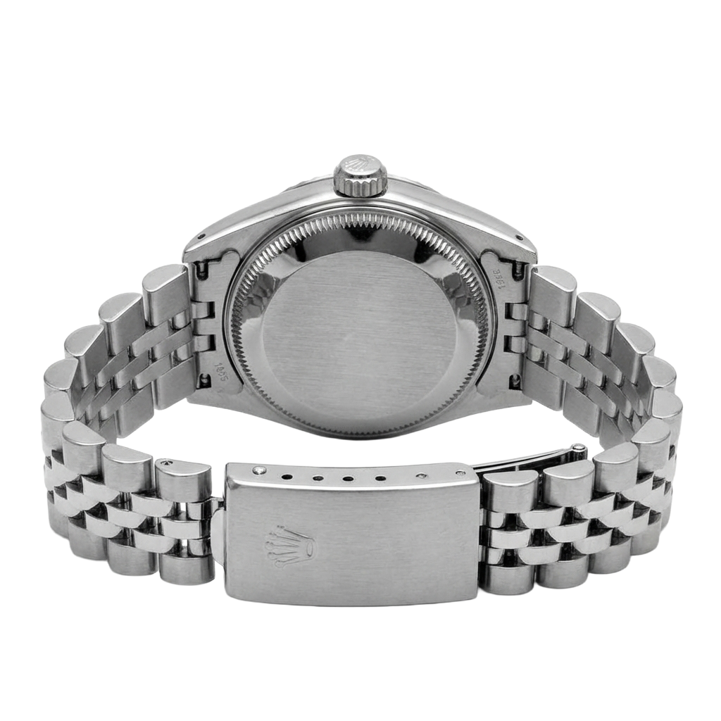 Bracciale giubileo in acciaio inossidabile Quadrante a bastoncino nero Orologio da donna Rolex Datejust