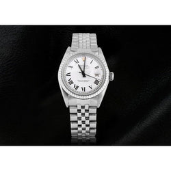 Bracciale giubileo in acciaio inossidabile Rolex Date Just orologio da uomo quadrante bianco romano a regolazione rapida