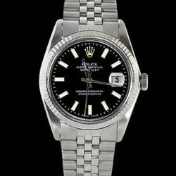 Bracciale giubileo in acciaio inossidabile Rolex Datejust nero Orologio da uomo Lunetta scanalata