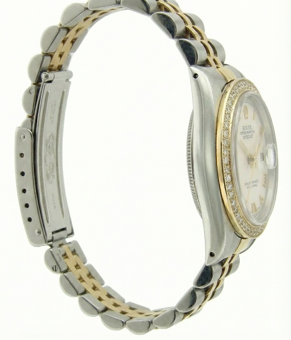 Bracciale giubileo in acciaio inossidabile e quadrante romano in oro Rolex Datejust orologio da donna