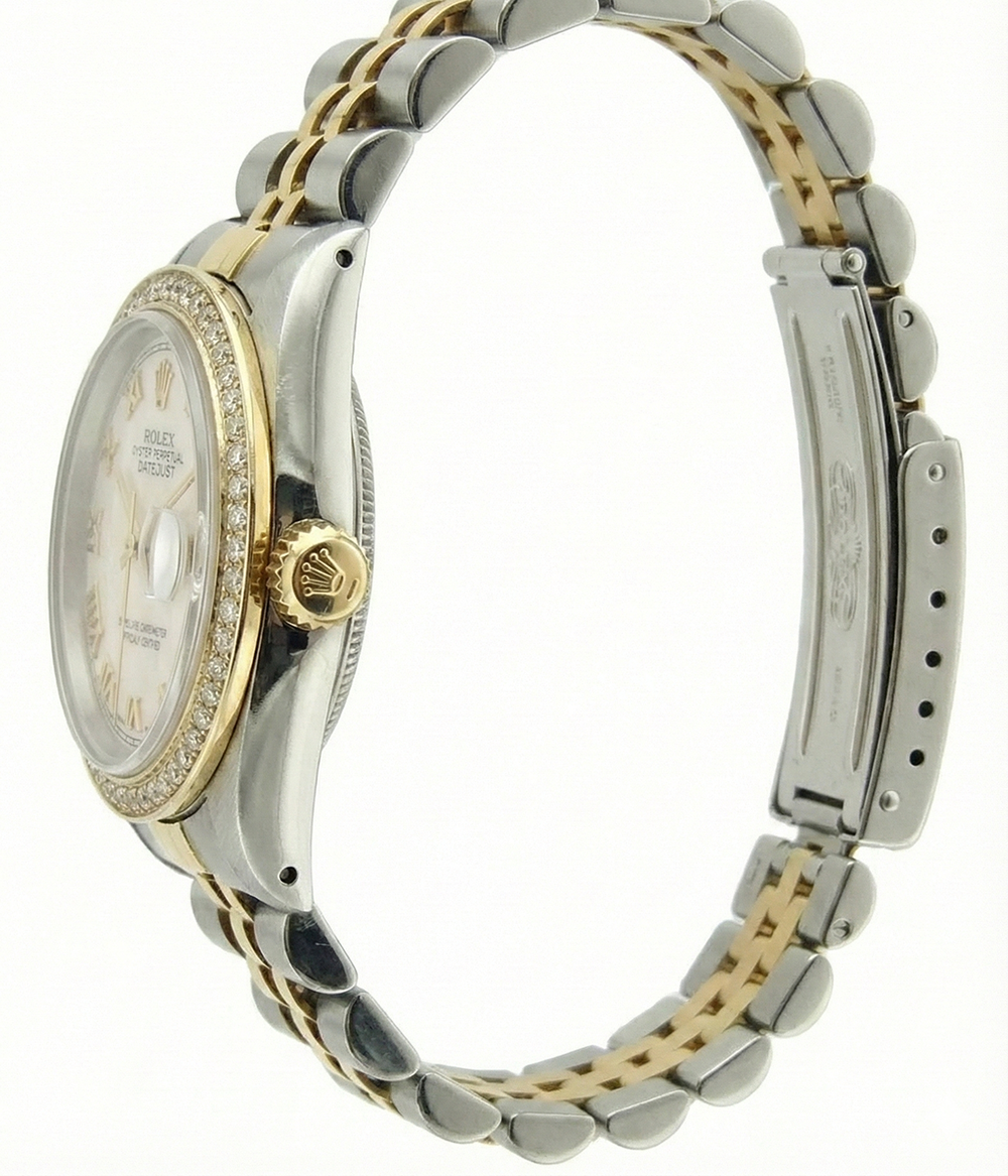 Bracciale giubileo in acciaio inossidabile e quadrante romano in oro Rolex Datejust orologio da donna