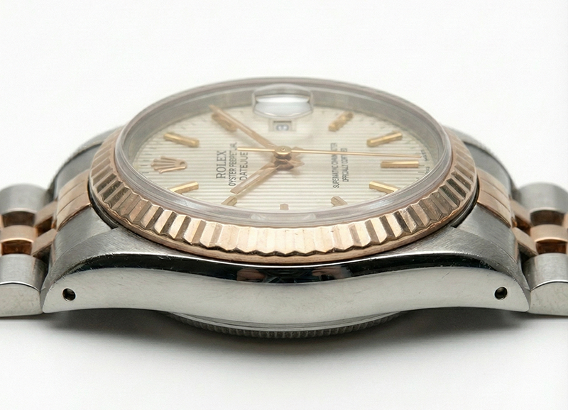 Bracciale giubileo in oro rosa Orologio con bastone bianco Rolex Datejust