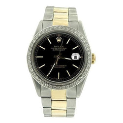 Bracciale ostrica in acciaio e oro Datejust Orologio Rolex quadrante nero