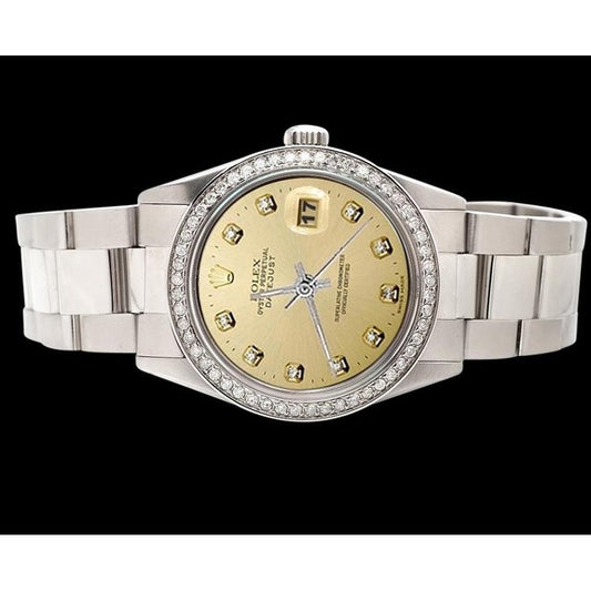Bracciale ostrica in acciaio inossidabile Orologio Datejust Quadrante champagne con diamanti Rolex con regolazione rapida