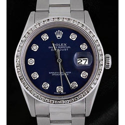 Bracciale ostrica in acciaio inossidabile Rolex Datejust orologio da uomo quadrante blu con diamanti IMPOSTAZIONE RAPIDA