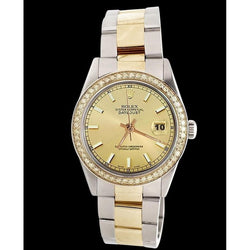 Bracciale ostrica in acciaio inossidabile e oro giallo Quadrante a bastoncino Datejust Orologio Rolex con regolazione rapida