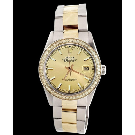 Bracciale ostrica in acciaio inossidabile e oro giallo Quadrante a bastoncino Datejust 