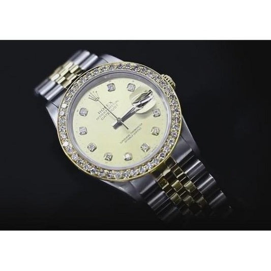 Bracciale per orologio Rolex Datejust con lunetta personalizzata con quadrante in diamanti 