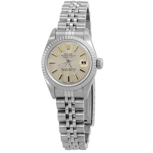 Bracciale giubileo in acciaio inossidabile Orologio da donna Rolex Datejust Lunetta scanalata