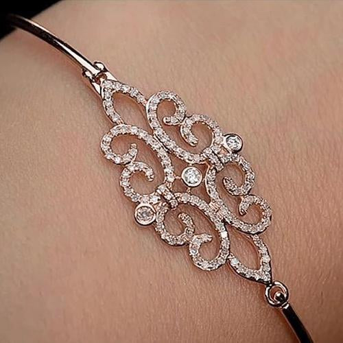 Braccialetto Di Naturale Diamanti In Oro Rosa 5 Carati Gioielli Da Donna Novità
