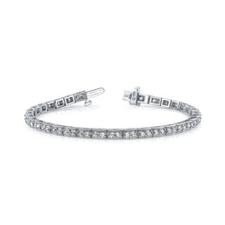 Braccialetto Vintage Rotondo Con Scatola Con Doppio Naturale Diamante Da 6.60 Ct. Oro Bianco 14K