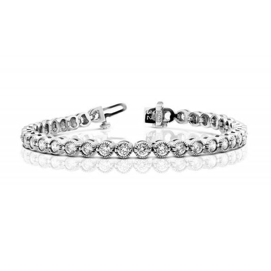 Braccialetto Tennis Donna 6 Carati Genuino Diamanti Oro Bianco 14K