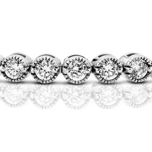 Braccialetto Tennis Donna 6 Carati Genuino Diamanti Oro Bianco 14K