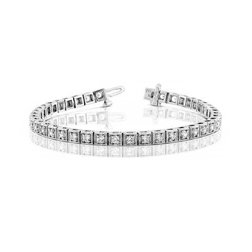 Braccialetto Tennis Genuino Diamante 3.50 Carati Oro Bianco 14K