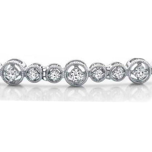 Braccialetto Tennis In Oro 14K . Con Naturale Diamanti Tondi Brillanti 4.90 Carati