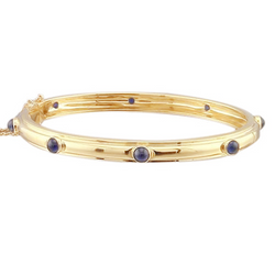 Braccialetto Cabochon Con Zaffiro Blu Oro Giallo 14K