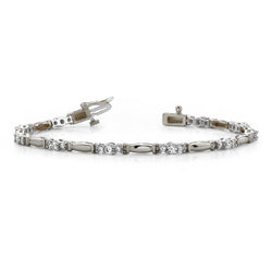 Bracciali Da Tennis Da Vero Donna Con Diamanti A Taglio Rotondo In Oro Bianco 4 Ct