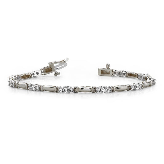 Bracciali Da Tennis Da Vero Donna Con Diamanti A Taglio Rotondo In Oro Bianco 4 Ct