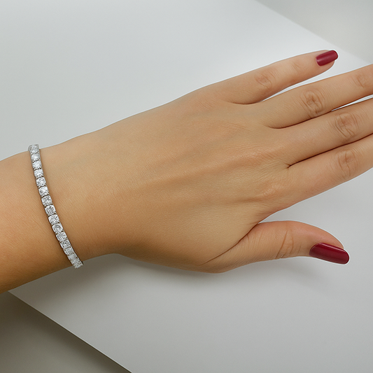 Bracciali Da Tennis Con Vero Diamanti Incastonati 6.80 Carati Oro Bianco 14K Nuovo