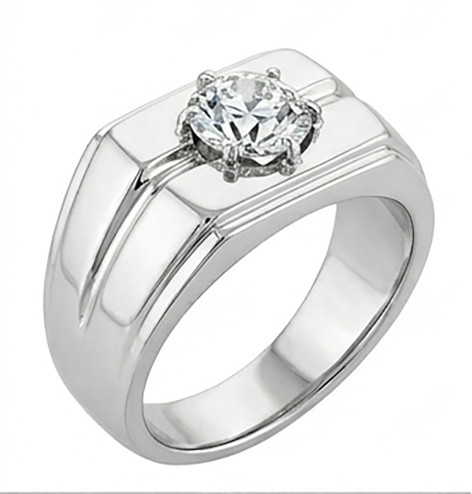 Brillante Cuscino Antico Anello Uomo 2 carati in 10K White Gold