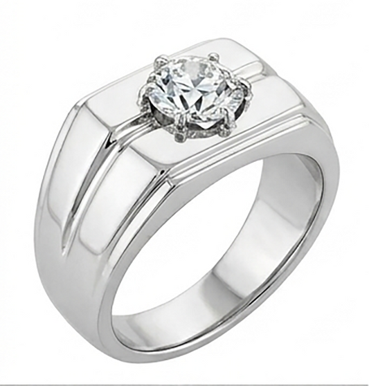 Brillante Cuscino Antico Anello Uomo 2 carati in 10K White Gold