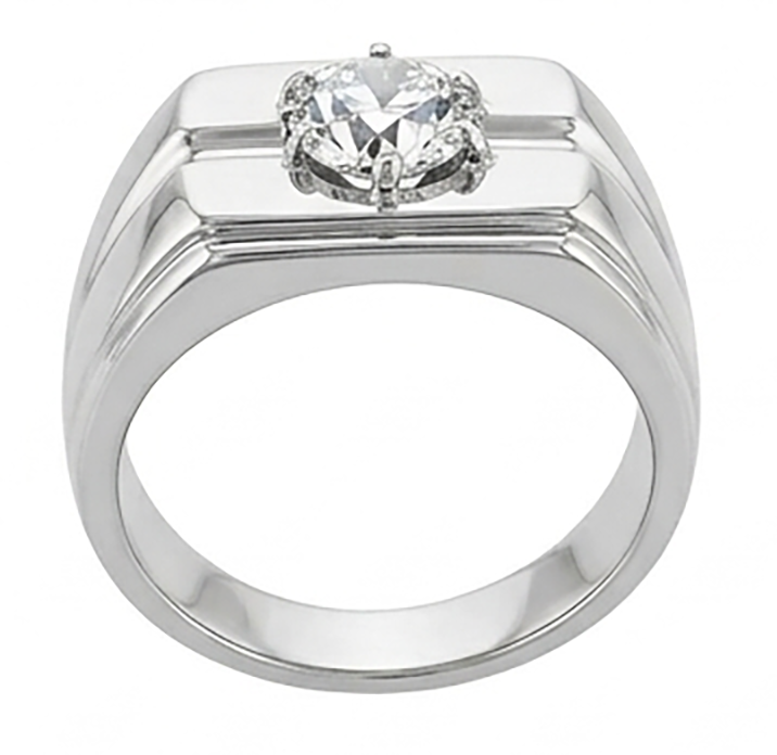Brillante Cuscino Antico Anello Uomo 2 carati in 10K White Gold