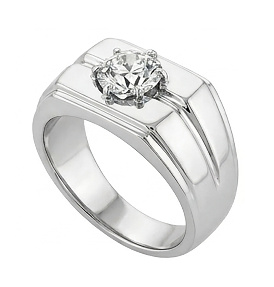 Brillante Cuscino Antico Anello Uomo 2 carati in 10K White Gold