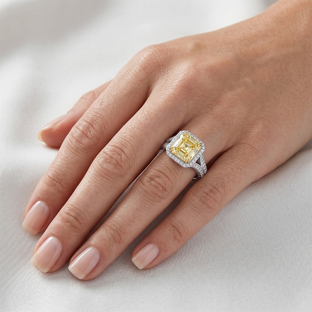 Brillante Pavé Diamante Giallo Fancy Anello Statement – 3,50