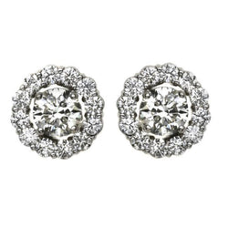 Brilliant Cut Vero Diamante Stud Halo Orecchino 3.20 Carati Gioielli In Oro Bianco