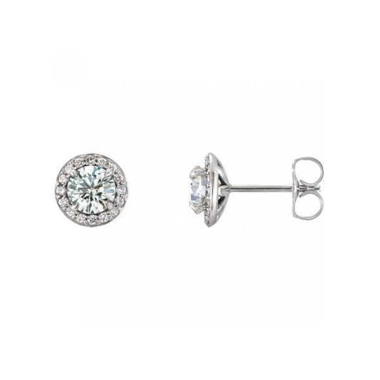 Brilliant Vero Diamond Halo Stud Ladies Orecchini In Oro Bianco Da 3,30 Carati 14K