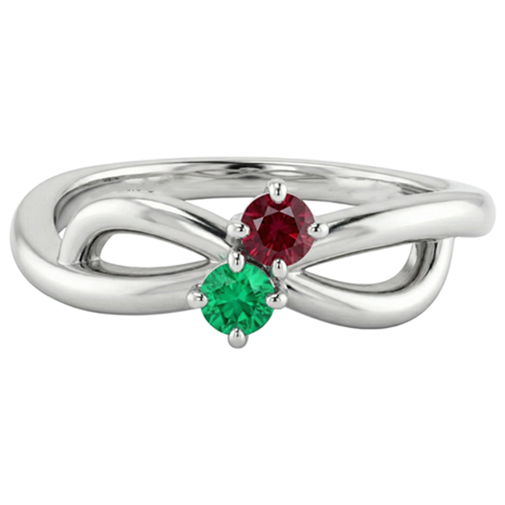 Burma Ruby 0.30 carati verde smeraldo Infinity Twist Gemstone Ring