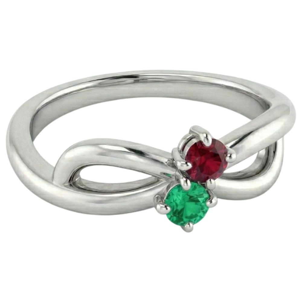 Burma Ruby 0.30 carati verde smeraldo Infinity Twist Gemstone Ring