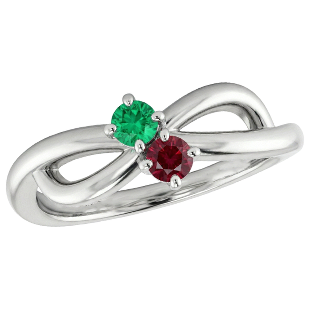 Burma Ruby 0.30 carati verde smeraldo Infinity Twist Gemstone Ring